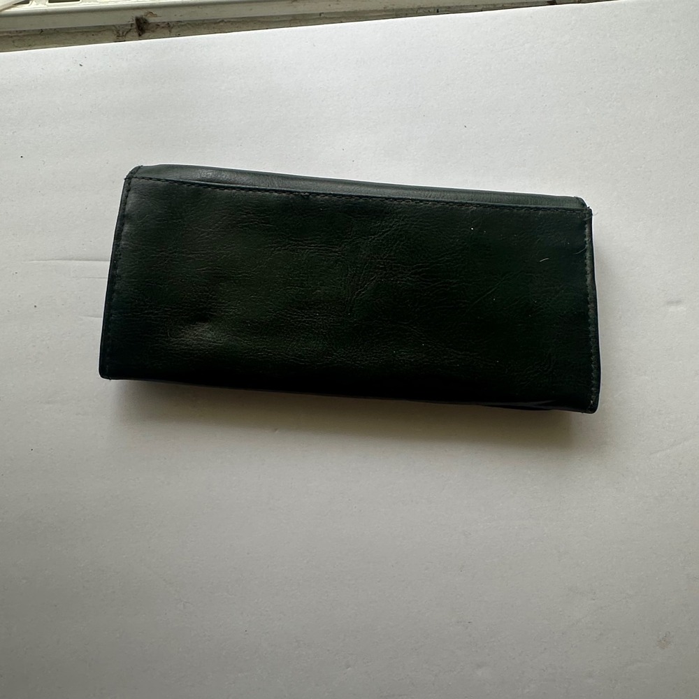 Vintage Esprit Forest Green Faux Leather Trifold Clutch Wallet with ID Window - Picture 4 of 4